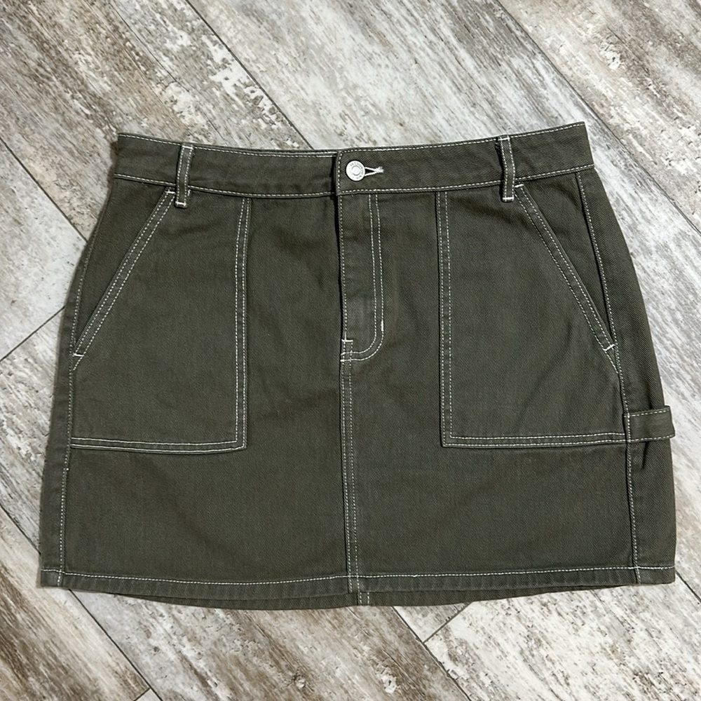 PacSun green denim mini skirt